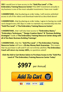 Gold Plus Annual Embroidery Membership