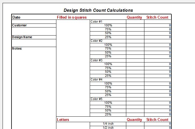 Embroidery Design Stitch Calculator
